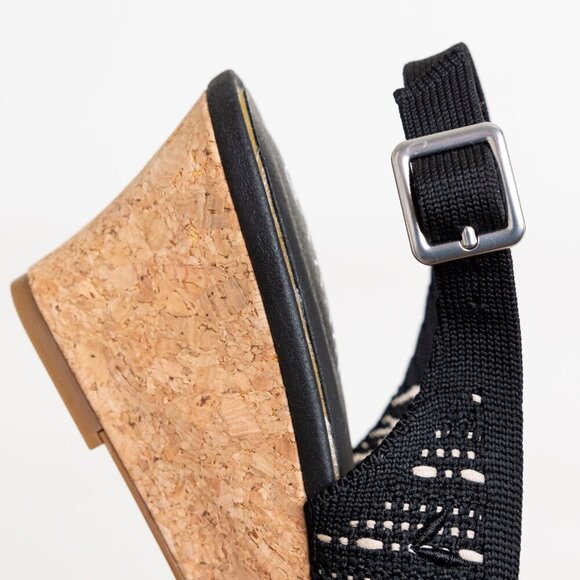 Almond-Toe Tamia Slingback Wedge Pro Black Crochet - Picture 12 of 16